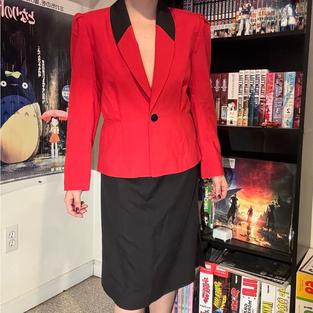 Vintage 80s Red and Black Power Suit